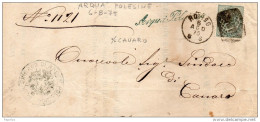 1875   LETTERA CON ANNULLO ARQUA POLESINE IN CORSIVO  ROVIGO - Marcophilia