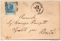 1871    LETTERA CON ANNULLO FABRIANO + TERNI + FOLIGNO + SPOLETO - Marcofilie