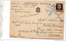 1942 CARTOLINA CON ANNULLO  MONTENERO DI BISACCIA CAMPOBASSO - Stamped Stationery