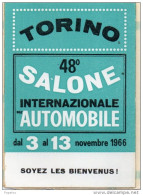 1966 TORINO 48° SALONE INTERNAZIONALE DELL'AUTOMOBILE - Erinnofilie