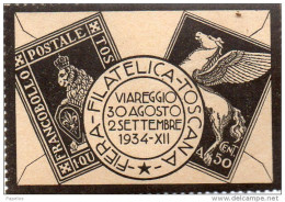 1934 VIAREGGIO - FIERA  FILATELICA TOSCANA - Erinnophilie