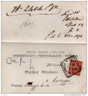1894   LETTERA INTESTATA CROCE ROSSA ITALIANA CON ANNULLO  ROMA - Marcofilía