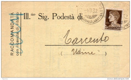 1932    LETTERA RACCOMANDATA CON ANNULLO  TORINO  20 ACCAD. ALBERTINA - Marcophilie