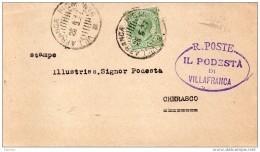 1927 CARTOLINA CON ANNULLO VILLAFRANCA - Marcophilie
