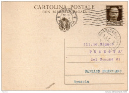 1937   CARTOLINA  CON ANNULLO TORINO + BASSANO BRESCIA - Interi Postali