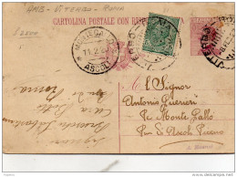 1923  CARTOLINA CON ANNULLO MONTE GALLO ASCOLI - Entero Postal
