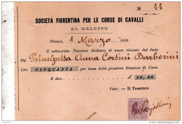 1895 SOCIETÀ FIORENTINA PER LE CORSE DI CAVALLI AL GALOPPO - Italy