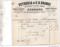 1886 FERRARA VETRERIA CON DEPOSITO DI LASTRE E CAMPANE - Italia