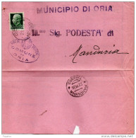 1936  LETTERA CON ANNULLO ORIA BRINDISI - Marcophilie