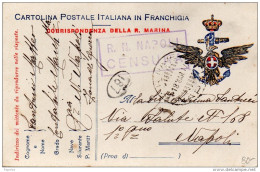1917 CARTOLINA CON ANNULLO NAVE NAPOLI   + VERIFICA PER CENSURA - Guerre 1914-18