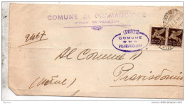 1916    LETTERA  POSTA AEREA CON ANNULLO PRAMAGGIORE VENEZIA - Airmail