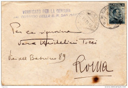 1915 LETTERA CON ANNULLO R.NAVE SAN MARCO   + VERIFICATO PER CENSURA - Marcophilie