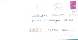 TIMBRE N° 3971   - MARIANNE DE LA MOUCHE     - TARIF DU 1 10 06 AU 28 2 08 3E ECHELON -  SEUL SUR LETTRE - 2006 - Tarifas Postales
