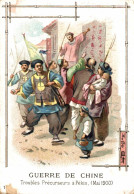 CHROMO CHICOREE A LA BELLE JARDINIERE C. BERLIOT  A LILLE GUERRE DE CHINE TROUBLES PRECURSEURS A PEKIN MAI 1900 - Thee & Koffie