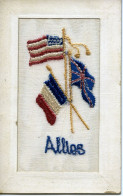 Carte Américaine Brodée Alliés (petite Pliure Visible Au Dos) - Weltkrieg 1939-45