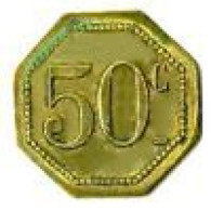 FRANCE / JETON / LES DEUX FACES IDENTIQUES  50 CENTIMES / LAITON / 2.51 G / 23.5 Mm - Monedas / De Necesidad