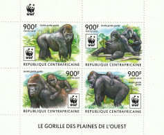 Central African Republic 2015 - WWF , Fauna , Monkeys , Gorillas ,Block 4 Values , Perforated , MNH ,Mi.5460-5463KB - Central African Republic