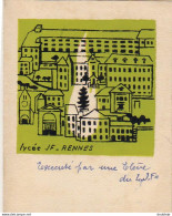 D35  RENNES Lycée De Jeunes Filles  ............ Carte De Vœux Pliante - Rennes