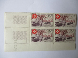 Afrique Occidentale Francaise...bloc De 4...coin Daté 12.2.57...15F..ordre Souverain De Malte.. - Unused Stamps