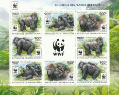 Central African Republic 2015 - WWF , Fauna , Monkeys , Gorillas ,Block 8+1 Values , Perforated , MNH ,Mi.5460-5463KB II - Centraal-Afrikaanse Republiek