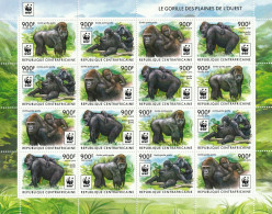 Central African Republic 2015 - WWF , Fauna , Monkeys , Gorillas ,Block 16 Values , Perforated , MNH ,Mi.5460-5463KB III - Central African Republic
