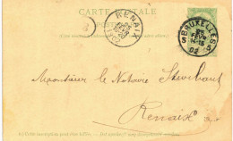 (Lot 02) Entier Postal  N° 53 écrit De Bruxelles Vers Renaix - Postcards 1871-1909