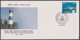 Inde India 2009 Special Cover Kadalur Point Lighthouse, Light House, Pictorial Postmark - Cartas & Documentos