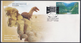 Inde India 2009 Special Cover World's 3rd Largest Dinosaur Site, Balasinor, Gujarat, Fossil, Egg, Pictorial Postmark - Brieven En Documenten