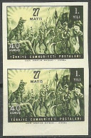 Turkey; 1961 1st Anniv. Of 27 May Revolution 40 K. ERROR "Imperf. Pair" - Unused Stamps