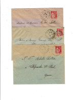 89 CHARNY,LEZINNES & MONTILLOT 3 Cachets Manuels S/ 50c PAIX Verso Arrivée VILLEFRANCHE St PHAL  (1313) - Manual Postmarks