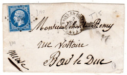 1859  CAD T 15 De BAINS EN VOSGES  P C 240  Envoyée à BAR LE DUC - 1849-1876: Période Classique