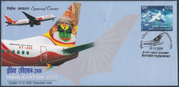Inde India 2008 Special Cover Civil Aviation,  Aeroplane, Aircraft, Airplane, Jet, Airport, Pictorial Postmark - Storia Postale