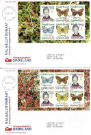 Greenland 1997;  Queen Margrethe And Butterflies; 2 Souvenir Sheets On FDC (Populær Filateli). - FDC