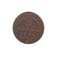 134/ ALLEMAGNE : Prusse : 3 Pfenninge 1863 A - Groschen & Andere Kleinmünzen