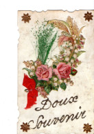 Carte Ajoutis Doux Souvenir Eroises Roses Muguet Epis De Blé Petit Noeud Rouge RVRV - Autres & Non Classés