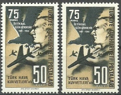 Turkey; 1961 50th Anniv. Of Turkish Airforce 75 K. ERROR "Shifted Print" - Ungebraucht