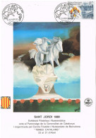 55141. Tarjeta BARCELONA 1980. Exposicion SANT JORDI. Temas Catalanes - Cartas & Documentos