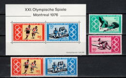 Germany 1976 Olympic Games Montreal, Hockey, Rowing, Swimming, Athletics 4 Stamps + S/s MNH - Verano 1976: Montréal
