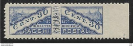 Pacchi Postali Cent. 30 Varietà Non Dentellato A Destra - Unused Stamps
