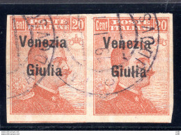 Venezia Giulia - Michetti 20 C. Coppia Orizzontale Non Dentellata - Lokale/autonome Uitgaven