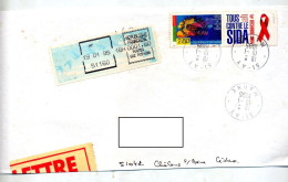 Grand Fragment De Lettre Cachet Ay Sur Sida + Vignette Bureau - Manual Postmarks