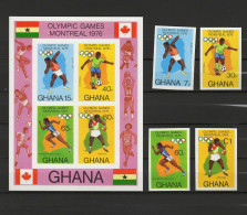 Ghana 1976 Olympic Games Montreal, Football Soccer, Athletics, Boxing Set Of 4 + S/s Imperf. MNH -scarce- - Verano 1976: Montréal