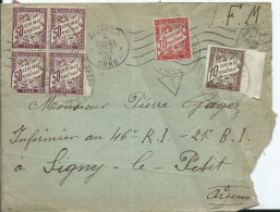 FRANCE - LETTRE EN FRANCHISE MILITAIRE TAXÉE - 1859-1959 Lettres & Documents