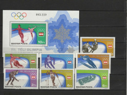 Hungary 1975 Olympic Games Innsbruck Set Of 7 + S/s MNH - Invierno 1976: Innsbruck