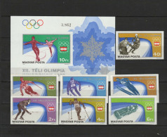 Hungary 1975 Olympic Games Innsbruck Set Of 7 + S/s Imperf. MNH -scarce- - Inverno1976: Innsbruck