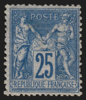 N°79, Sage 25c Bleu, Type II (N Sous U), Neuf * Gomme Non-originale - 1876-1898 Sage (Type II)