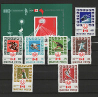 Hungary 1976 Olympic Games Montreal, Space, Equestrian, Rowing, Fencing Etc. Set Of 7 + S/s MNH - Sommer 1976: Montreal