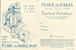 5M1 --- FOIRE DE PARIS 1949 Carte D'acheteur - Peynet
