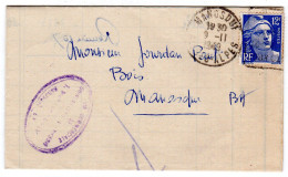 1949  CAD De MANOSQUE Sur Gandon 12f  Repiquage   " Sté Commerciale De QUINCAILLERIE " à MANOSQU - Briefe U. Dokumente