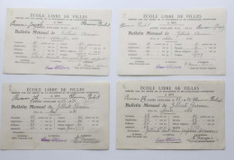 Lot 4 Bulletins école Des Filles Spy  1934 - Diplomas Y Calificaciones Escolares
